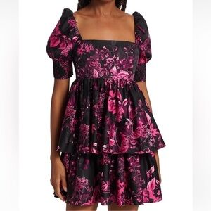 NWOT ALICE + OLIVIA “Emmalou” Stretch Cotton Tiered Minidress Size 0